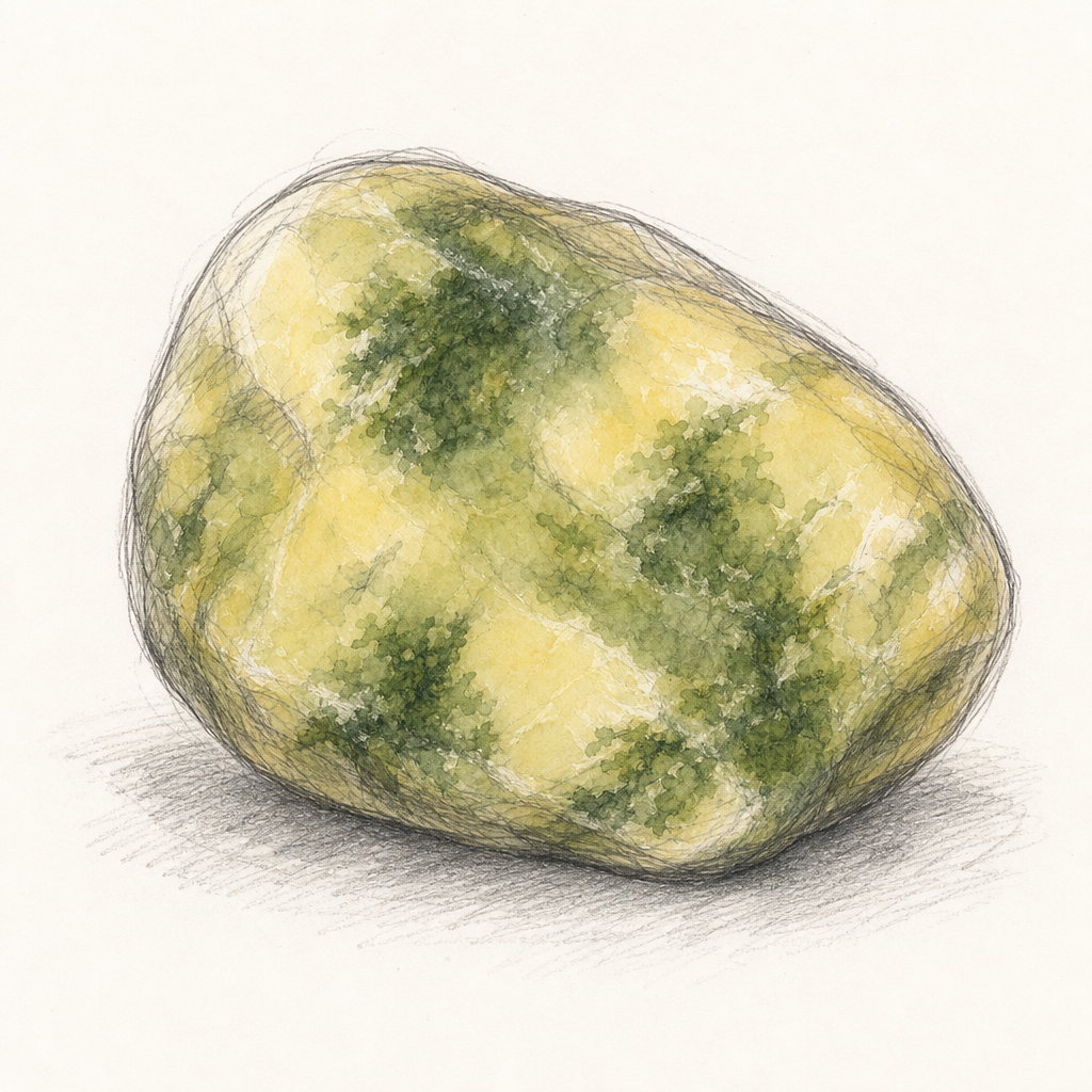 Hand-drawn pencil sketch of Flower Jade pounamu