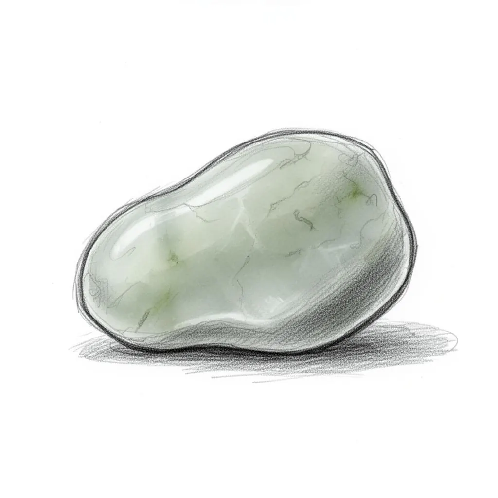 Hand-drawn pencil sketch of Īnanga pounamu