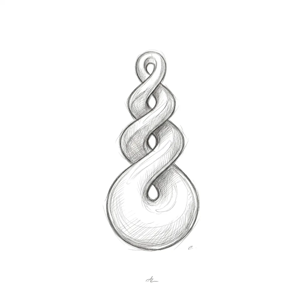 Hand-drawn pencil sketch of Pikorua